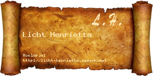 Licht Henrietta névjegykártya